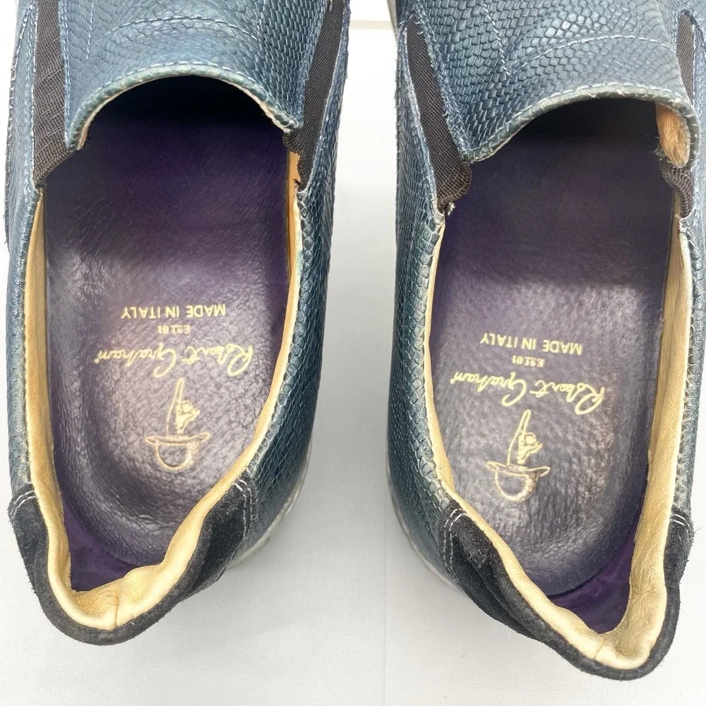 Robert‎ Graham Mens 44 11 Rolo Slip On Sneakers Shoes Blue Snake Leather Casual